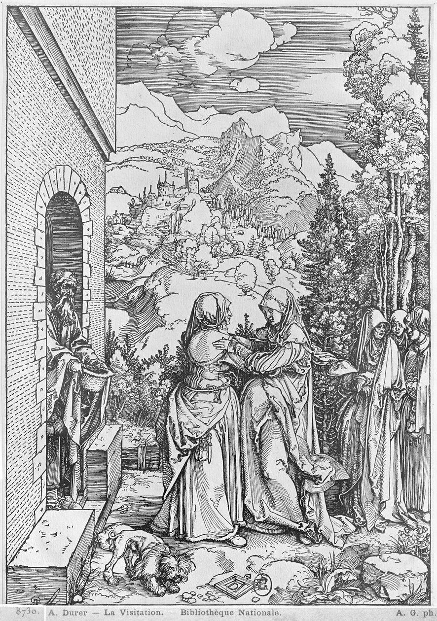 The Visitation, "Life of the Virgin" -sarjasta, n. 1503 tekijältä Albrecht Dürer