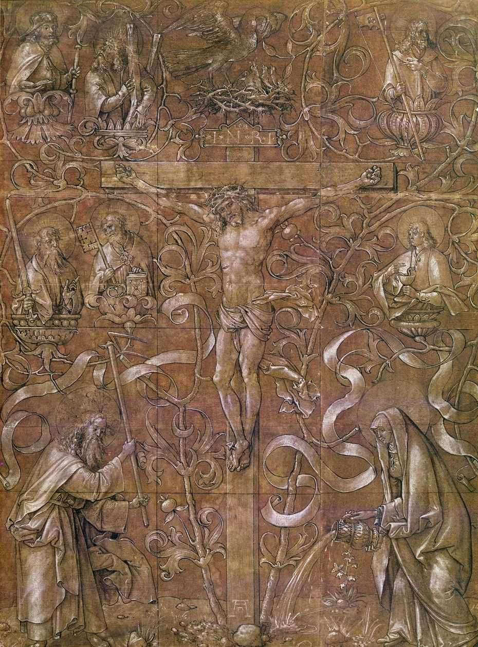 Kristus ristillä, 1518 (muste paperille) tekijältä Albrecht Dürer