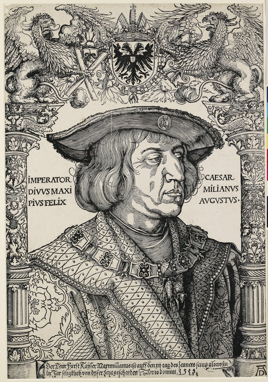 Keisari Maximilian I:n muotokuva, noin 1519. tekijältä Albrecht Dürer