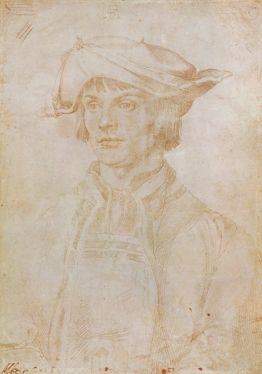 Lucas van Leydenin (1494-1533), hollantilaisen taidemaalarin ja kaivertajan muotokuva, 1521 (hopeanpistepiirros paperille) tekijältä Albrecht Dürer