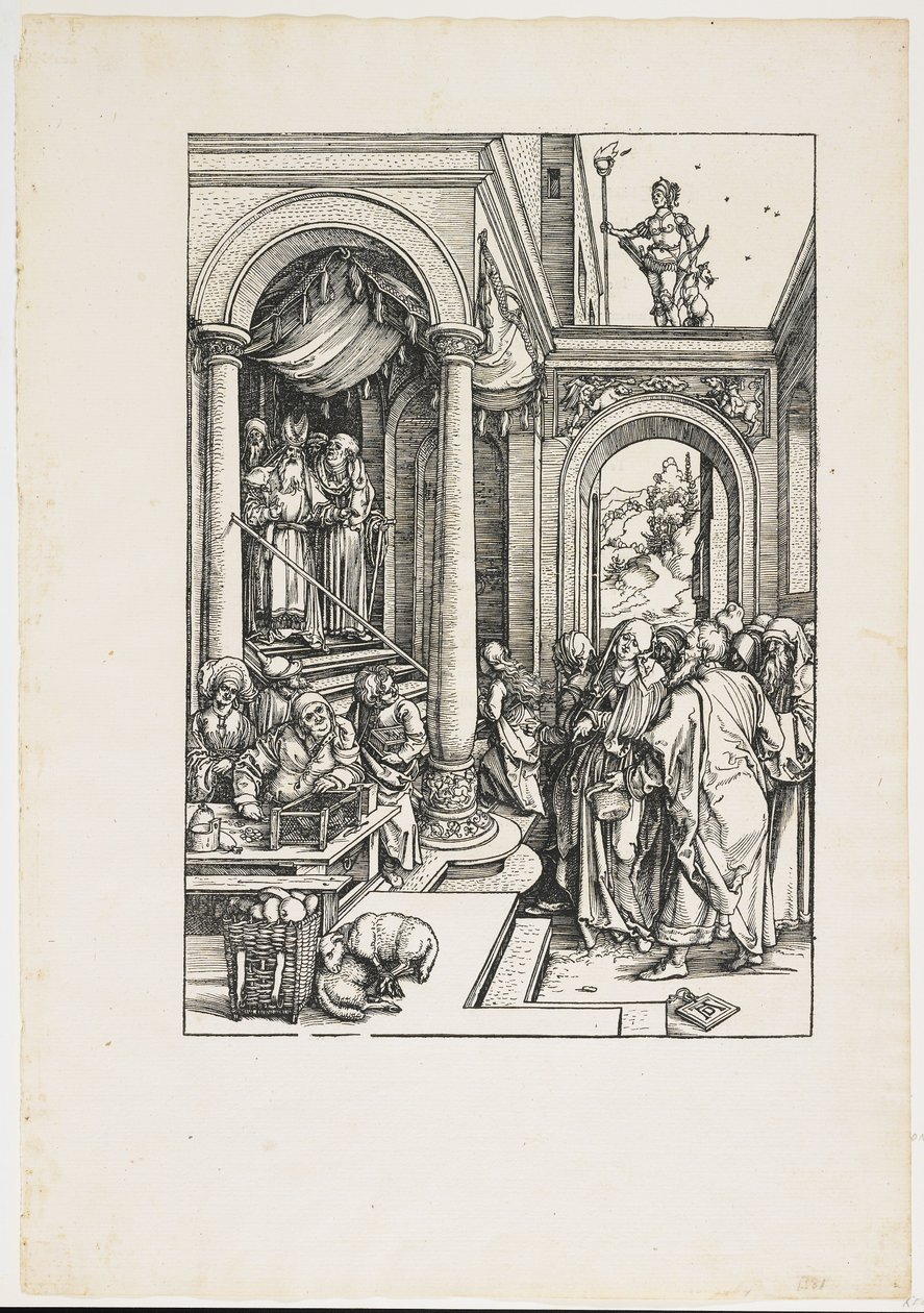 Neitsyen esitys temppelissä, 1504-1505 (1511) tekijältä Albrecht Dürer