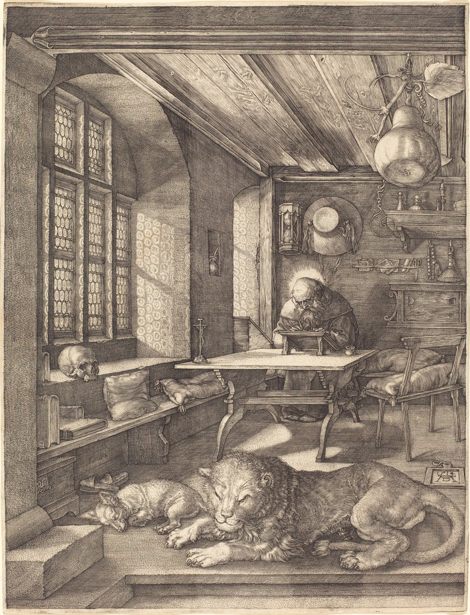 Pyhä Hieronymus tutkimuksessaan, 1514 tekijältä Albrecht Dürer
