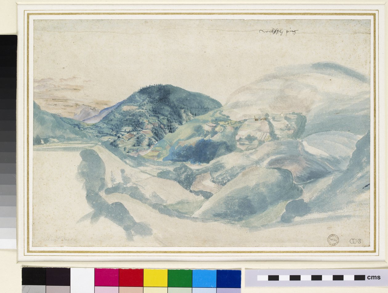 Näkymä Val de Cembrasta (Wehlsch pirg), 1494 (sivellin ja wc paperille) tekijältä Albrecht Dürer
