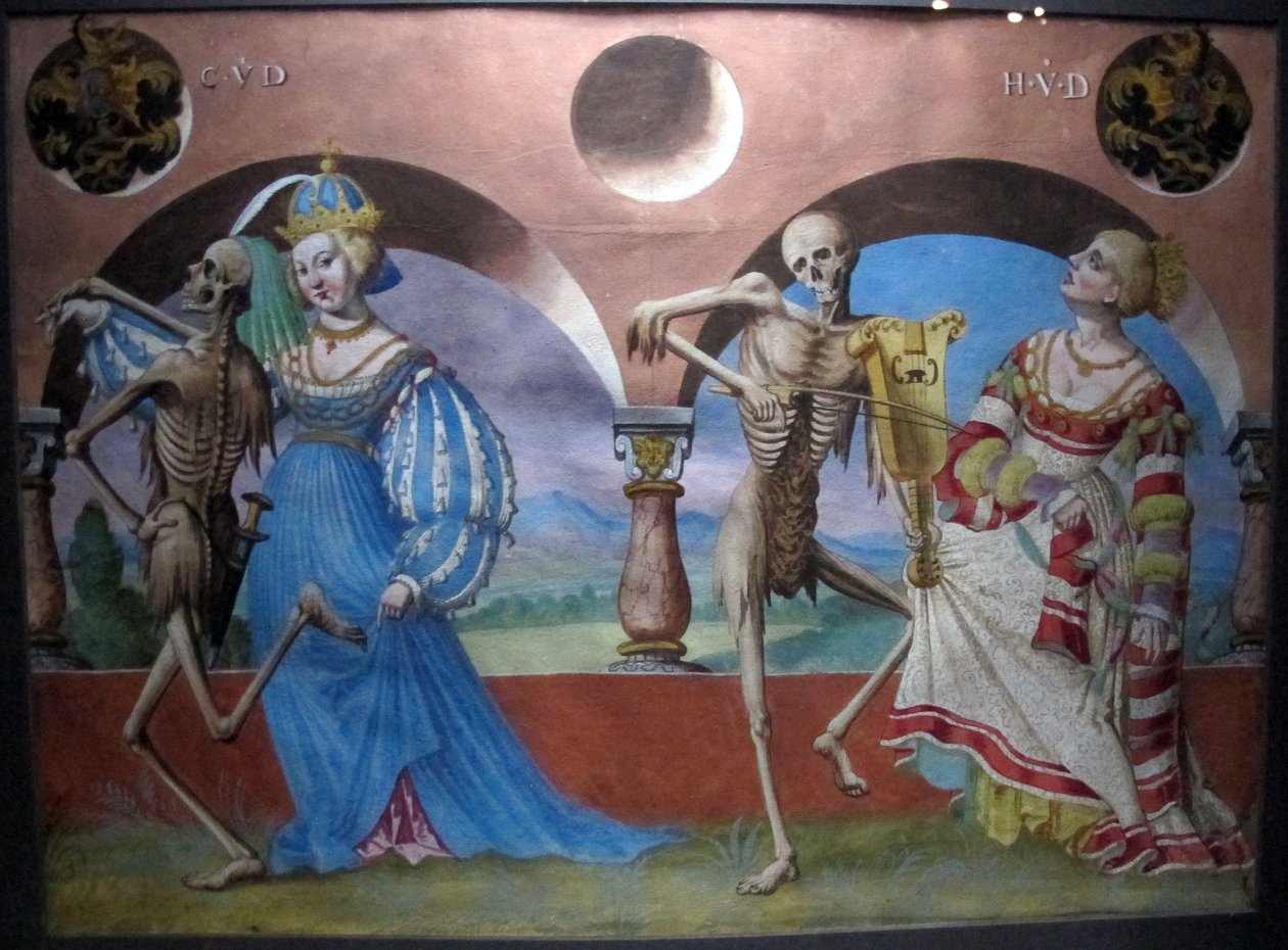 kopio m.manuelin kadonneesta makaaberista tanssista bernin dominikaanien hautausmaalta (1512-20). tekijältä Albrecht Kauw
