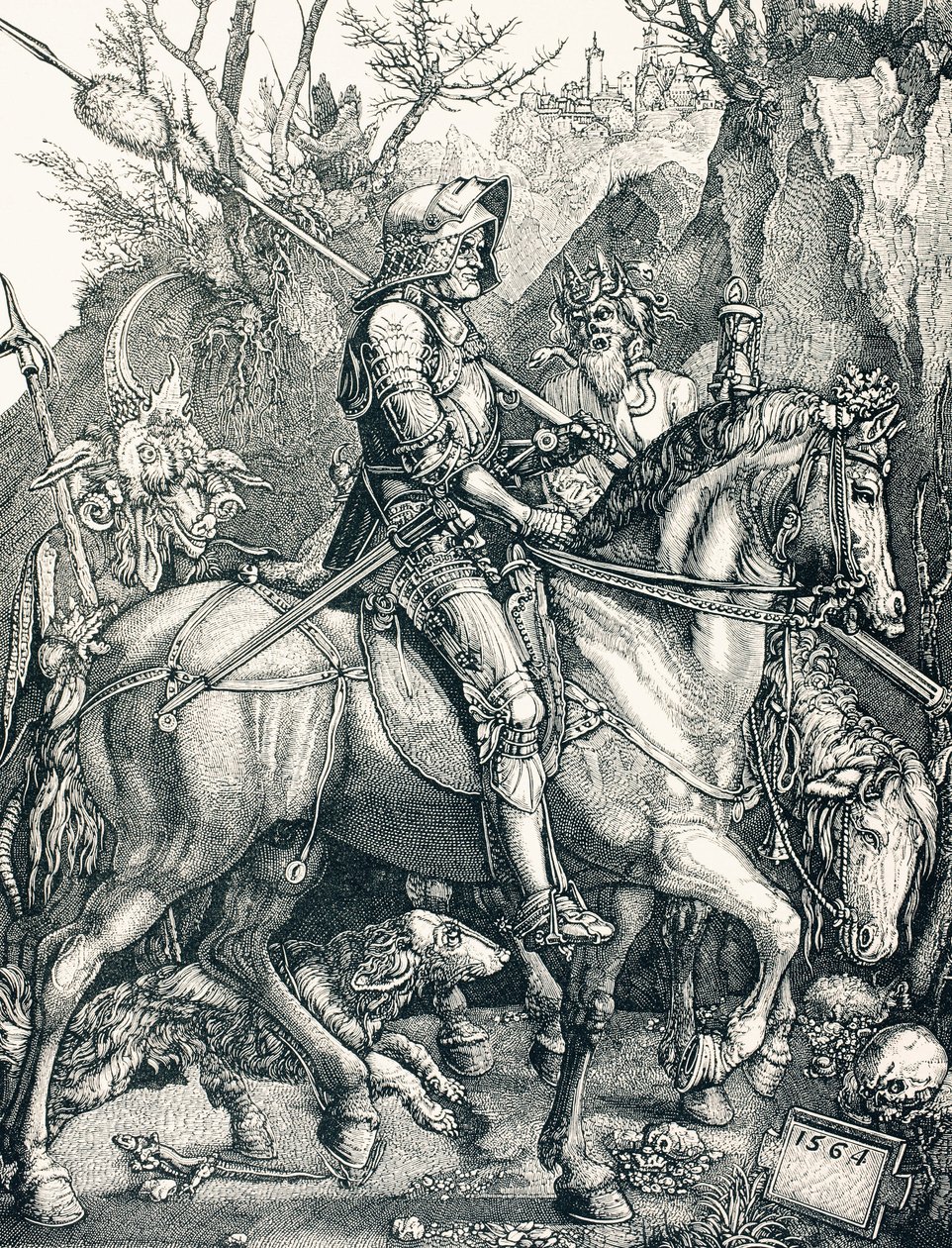 The Knight Of Death, n. 1880 (kaiverrus) tekijältä Albrecht (after) Durer or Duerer