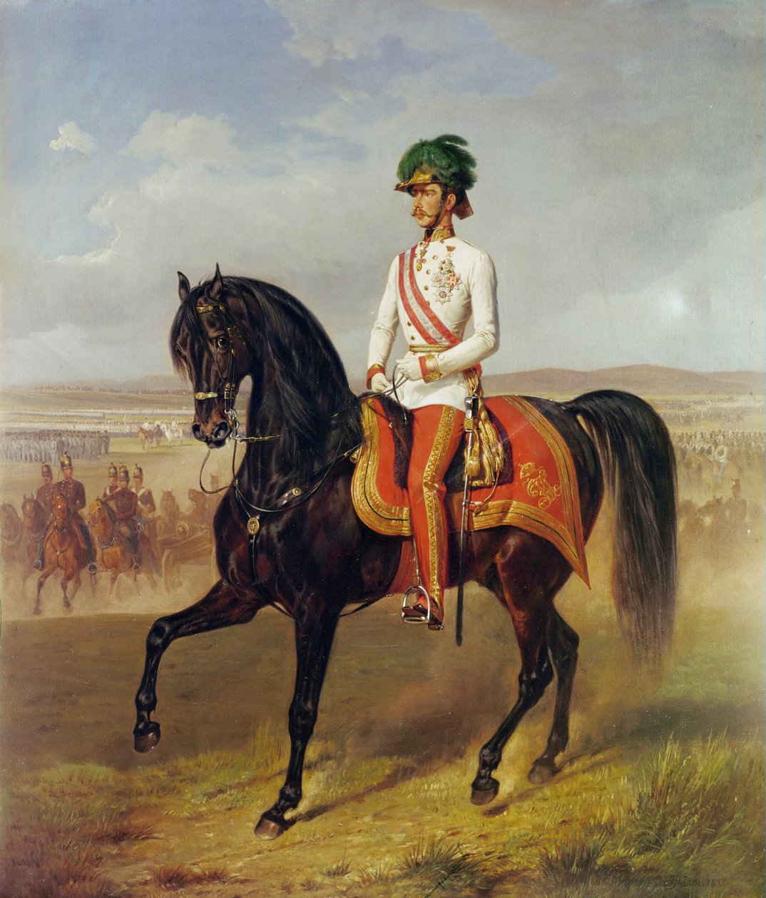 Keisari Franz Joseph I hevosen selässä ... tekijältä Albrecht Adam