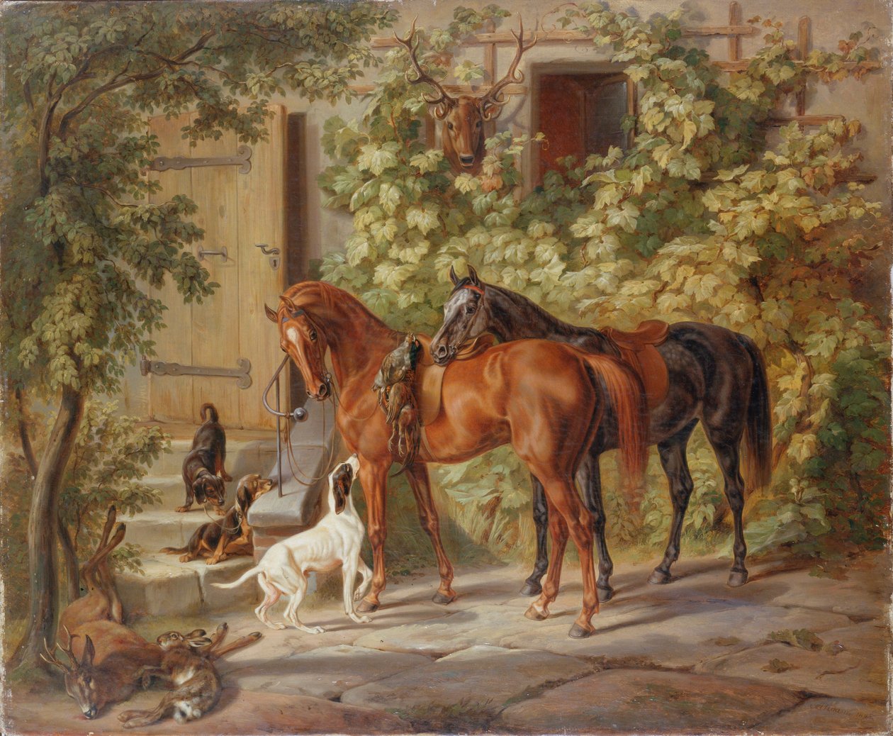 Hevoset kuistilla, 1843. tekijältä Albrecht Adam