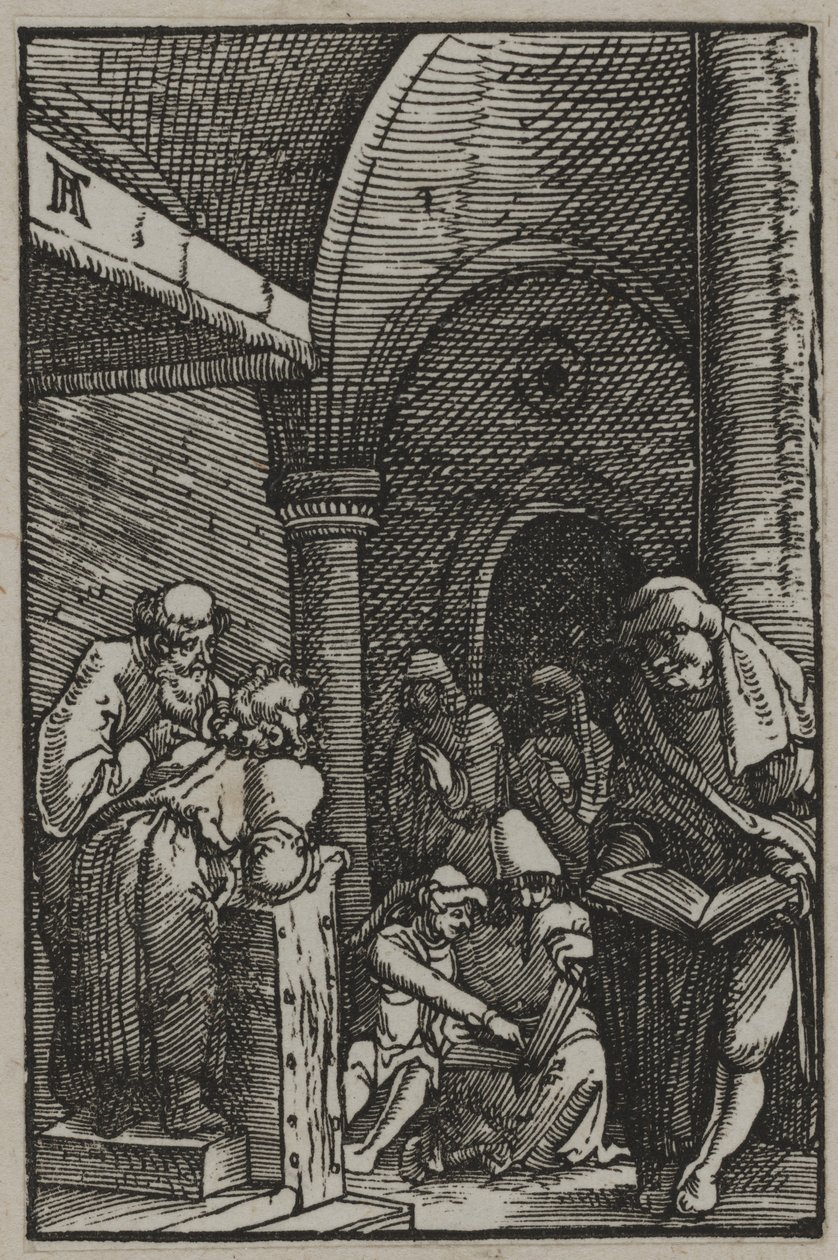 Kristus lääkäreiden joukossa, n. 1515 (puupiirros) tekijältä Albrecht Altdorfer