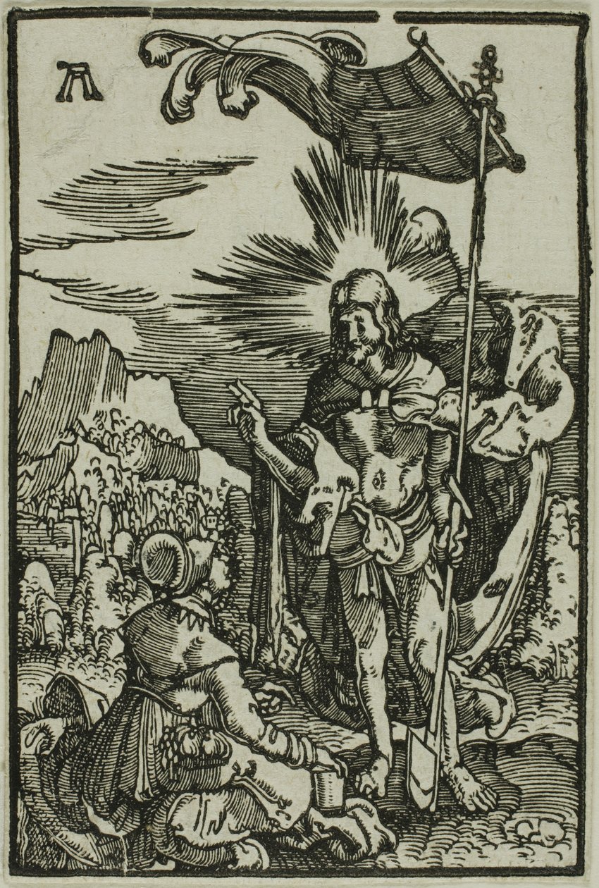 Kristus ilmestyy Magdaleenalle, kirjasta Ihmisen lankeemus ja lunastus. tekijältä Albrecht Altdorfer