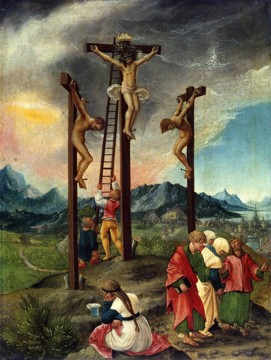 Ristiinnaulittu Kristus kahden varkaan välissä tekijältä Albrecht Altdorfer