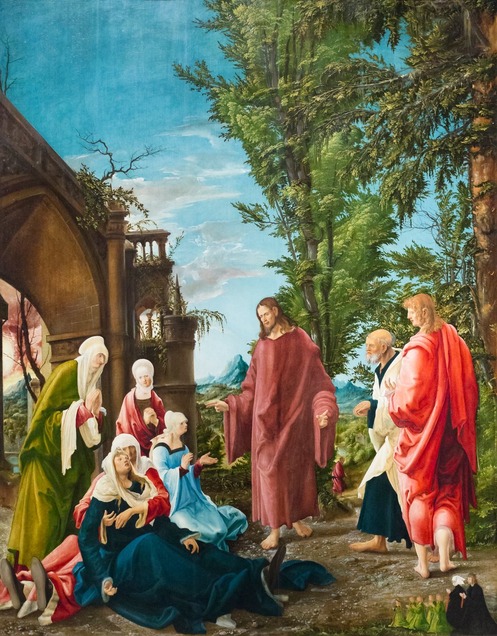 Kristus hyvästelee äitinsä, noin 1520 (öljy kalkille). tekijältä Albrecht Altdorfer
