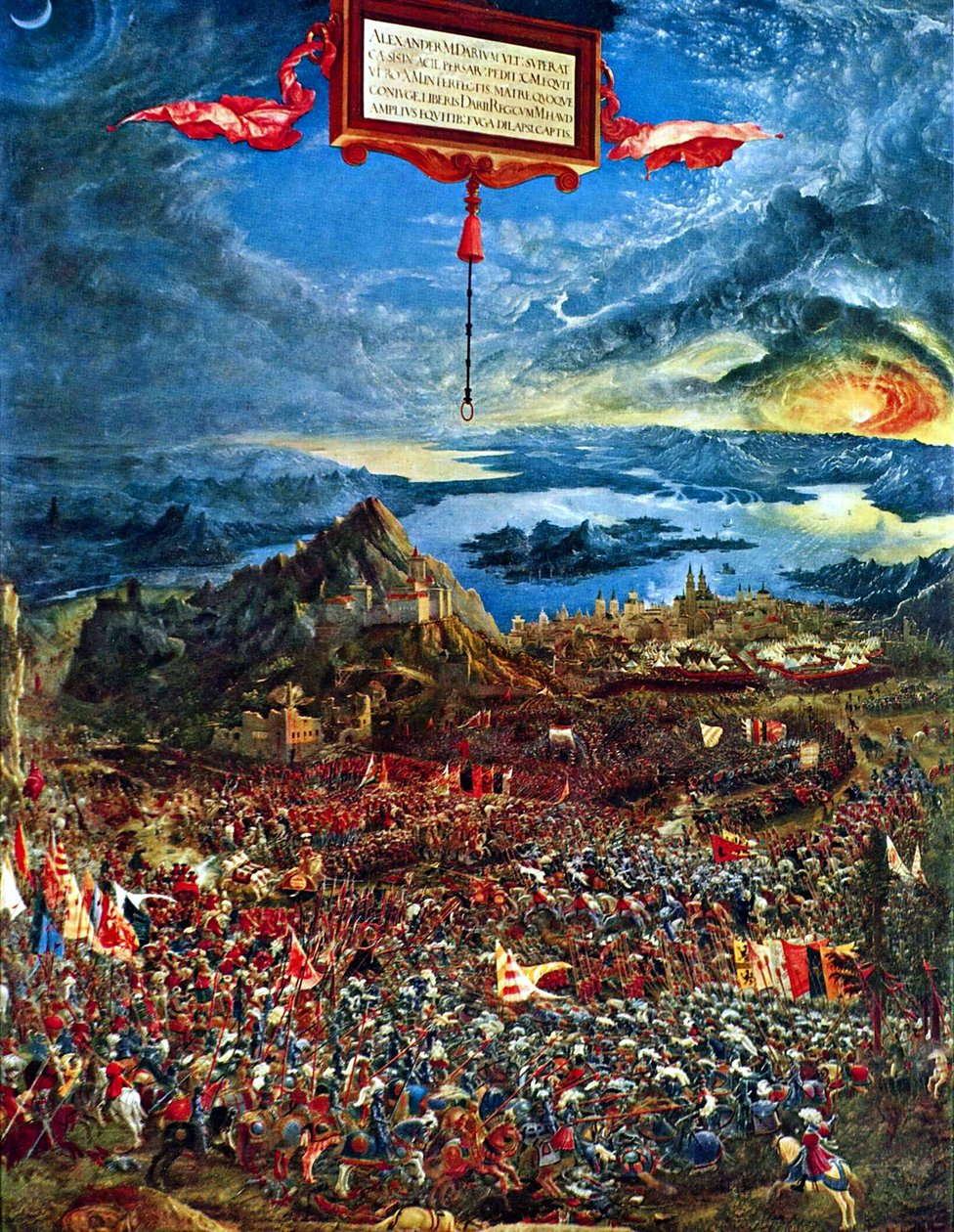 Saksa: Historienzyklus: Alexanderschlacht (Schlacht bei Issus) Aleksanterin taistelu Issusissa. tekijältä Albrecht Altdorfer