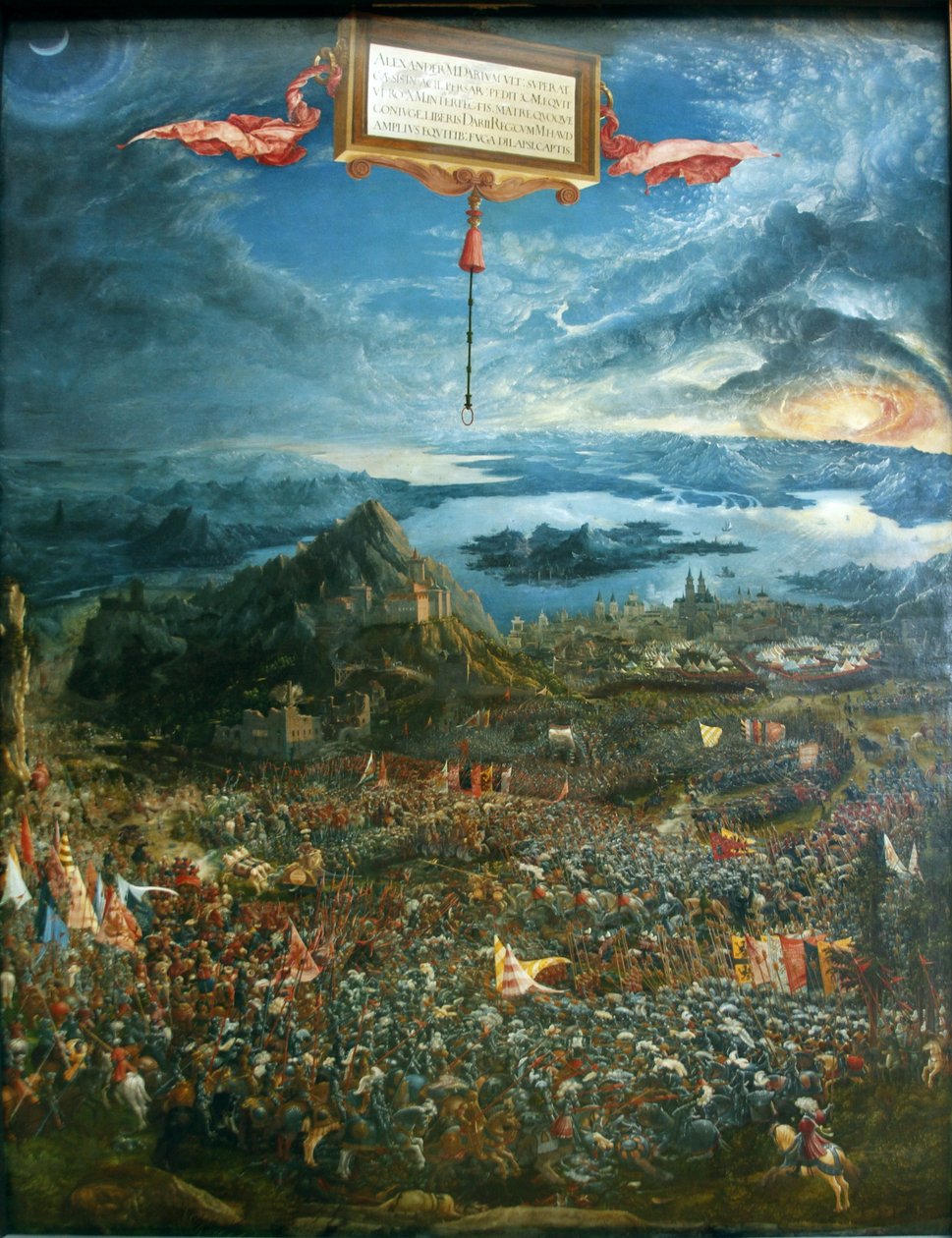 Saksa: Historienzyklus: Alexanderschlacht (Schlacht bei Issus) Aleksanterin taistelu Issusissa. tekijältä Albrecht Altdorfer