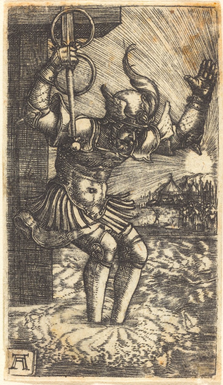 Horatio Cocles hyppäämässä Tiber-jokeen tekijältä Albrecht Altdorfer