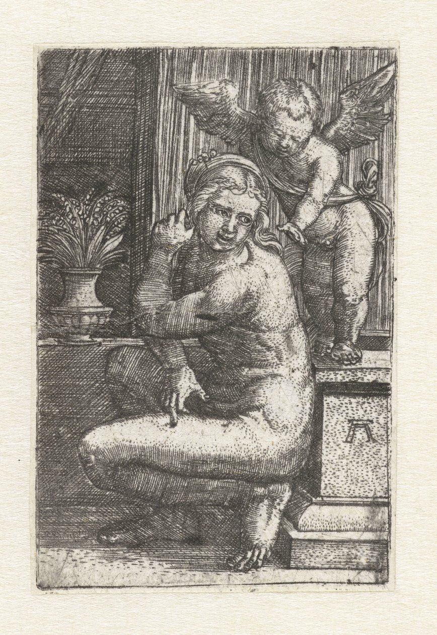 Polvistuva Venus Cupidon kanssa tekijältä Albrecht Altdorfer