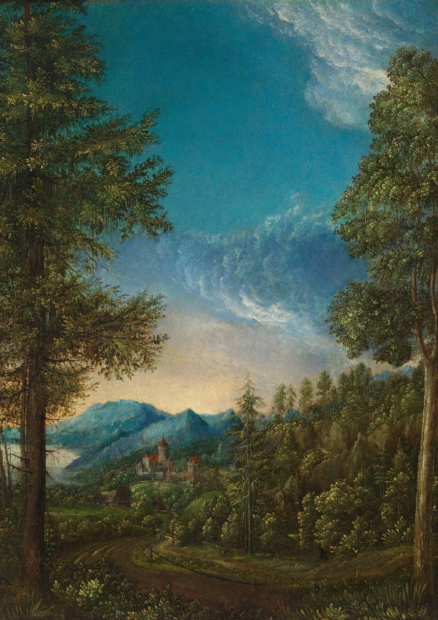 Maisema linnan kanssa, n. 1525 tekijältä Albrecht Altdorfer
