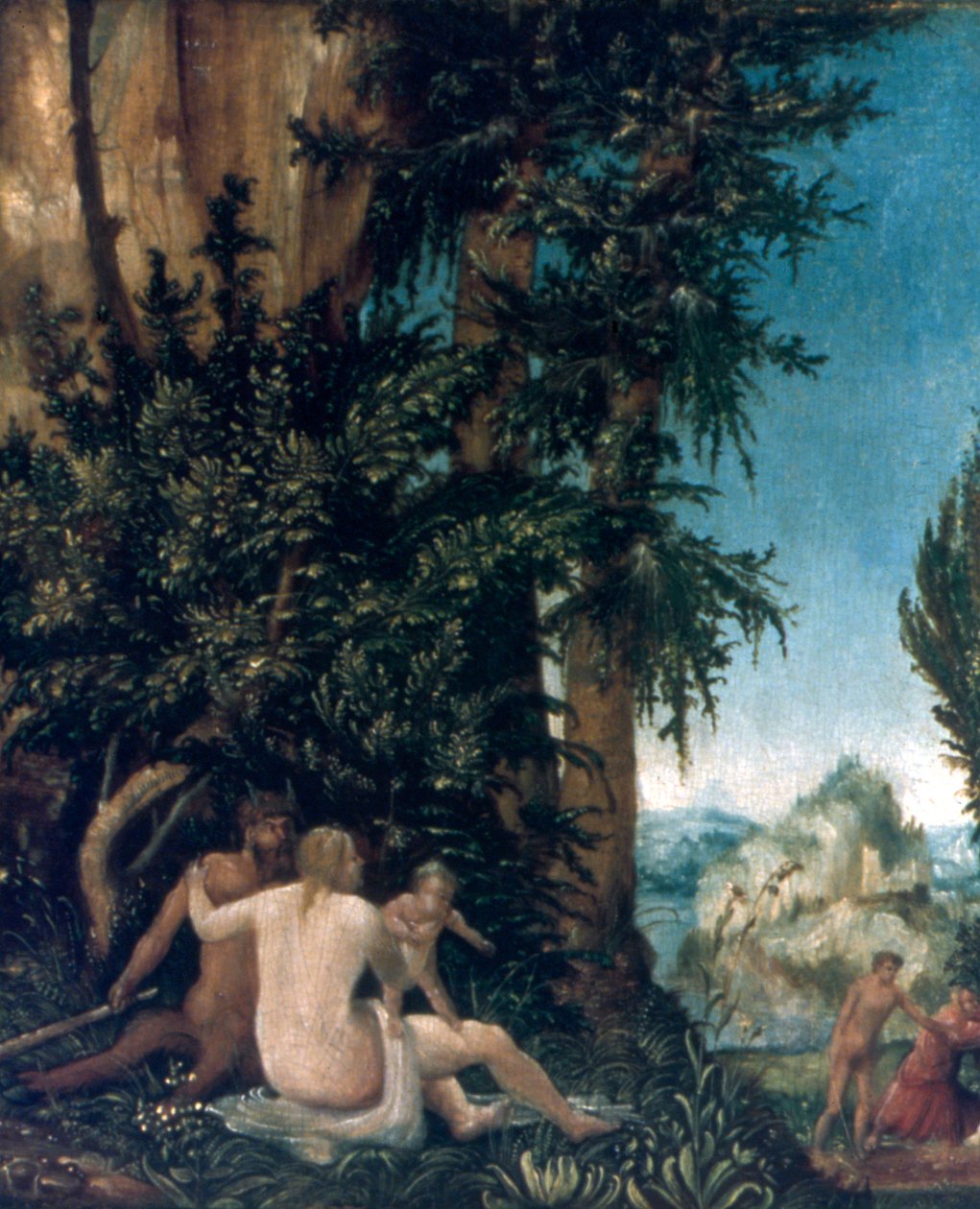 Maisema satyyrien perheen kanssa, 1507 tekijältä Albrecht Altdorfer
