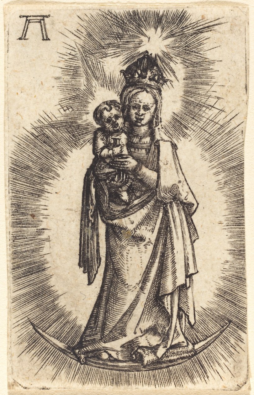 Madonna ja lapsi seisovat puolikuun kanssa tekijältä Albrecht Altdorfer
