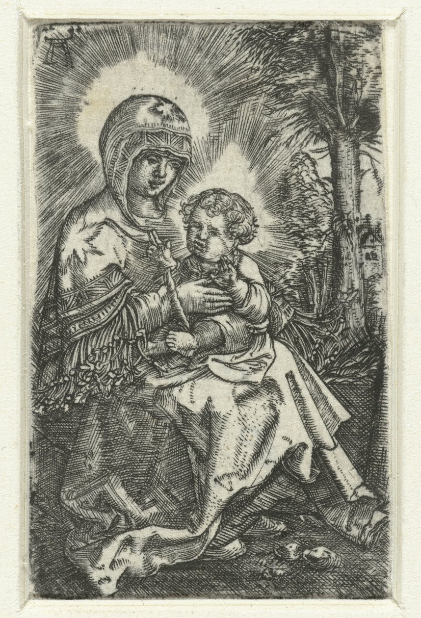 Maria tapasi ystävällisen landschapissa Kaunis Maria Regensburg tekijältä Albrecht Altdorfer