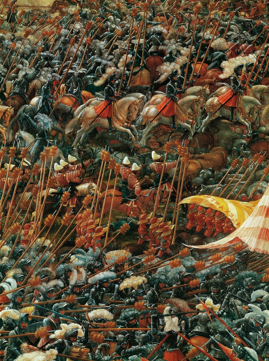 Vastakkaiset armeijat, yksityiskohta Aleksanterin taistelusta Issuksessa tekijältä Albrecht Altdorfer