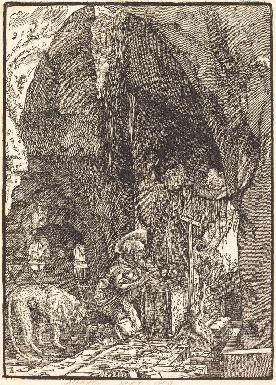 Pyhä Hieronymus luolassa tekijältä Albrecht Altdorfer