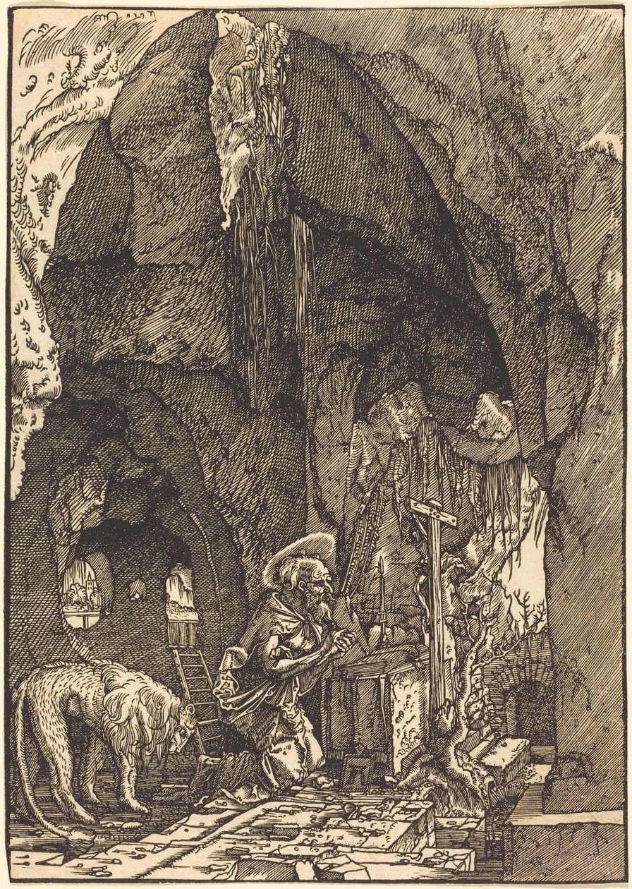 Pyhä Hieronymus luolassa tekijältä Albrecht Altdorfer