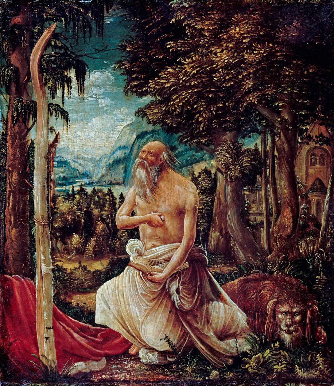 Albrecht Altdorferin (n. 1480-1538) maalaus ""Pyhä Hieronymus katuva"" (Katuva Pyhä Hieronymus) tekijältä Albrecht Altdorfer
