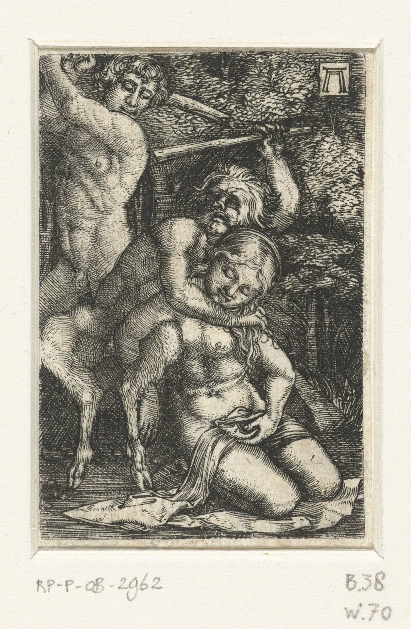 Satyr ja mies tappelevat naisesta tekijältä Albrecht Altdorfer
