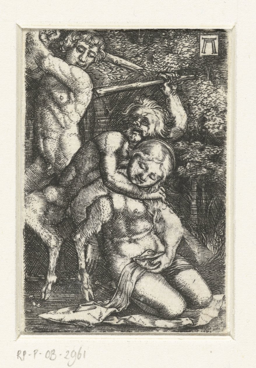 Satyr ja mies tappelevat naisesta tekijältä Albrecht Altdorfer