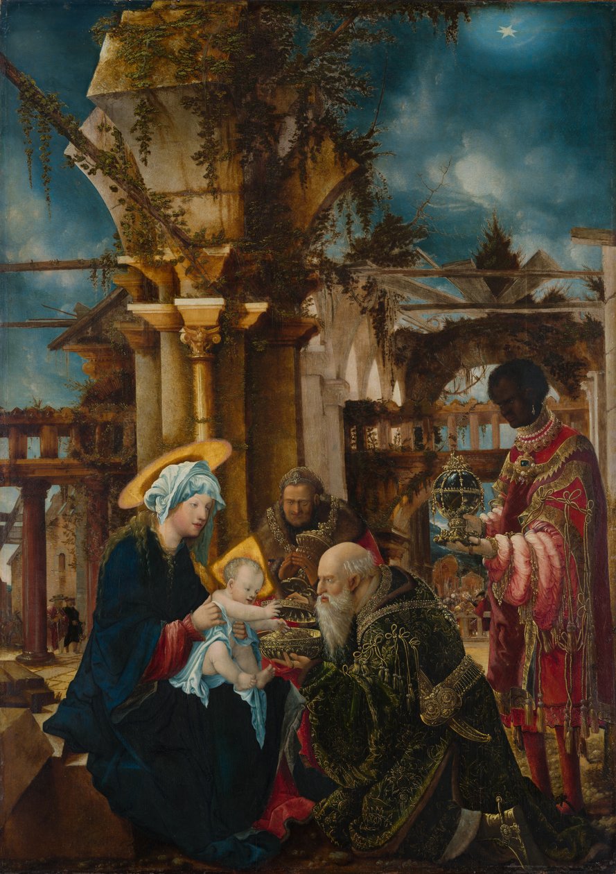 Maagisten palvominen, n.1530-35 (sekatekniikka, limenpuu). tekijältä Albrecht Altdorfer