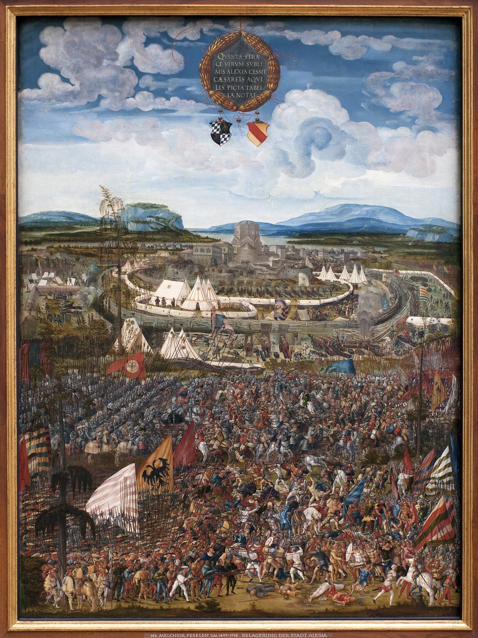 Aleksanterin taistelu. Makedonian Aleksanteri III:n voitto (356-323 eKr.) Darius III Codomanista (noin 380-330 eKr.), Issoksen (lähellä nykyistä Iskenderunia, Turkki) persialaisten kuningasta vuonna 333 eaa. Albrecht Altdorferin maalaus (1480-153 tekijältä Albrecht Altdorfer