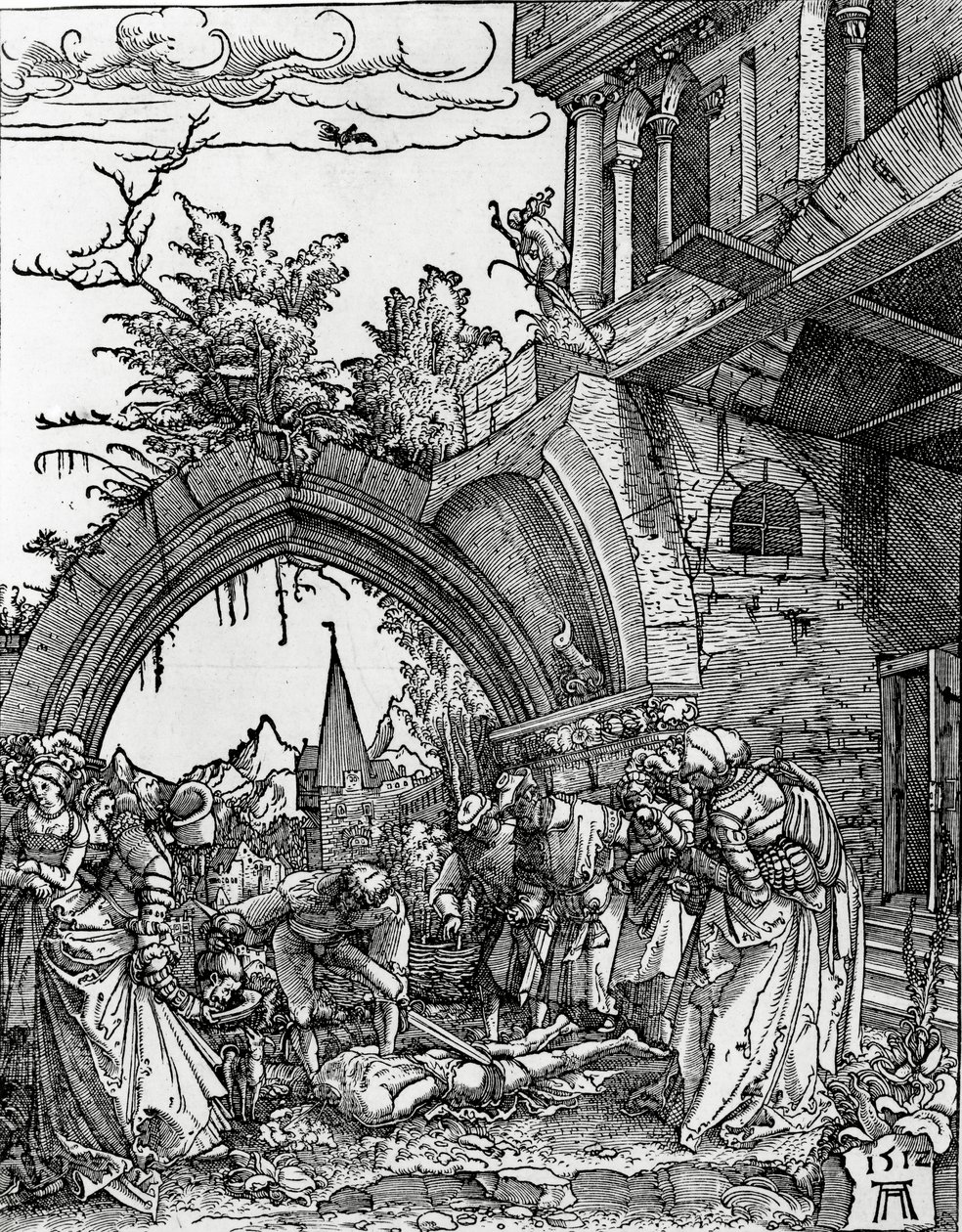 Pyhän Johannes Kastajan pään mestaus tekijältä Albrecht Altdorfer