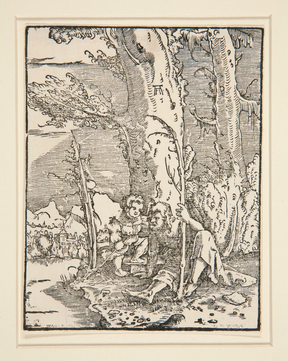 Jeesus-lapsi Pyhän Kristoferin kanssa sarjasta The Fall and Redemption of Man tekijältä Albrecht Altdorfer