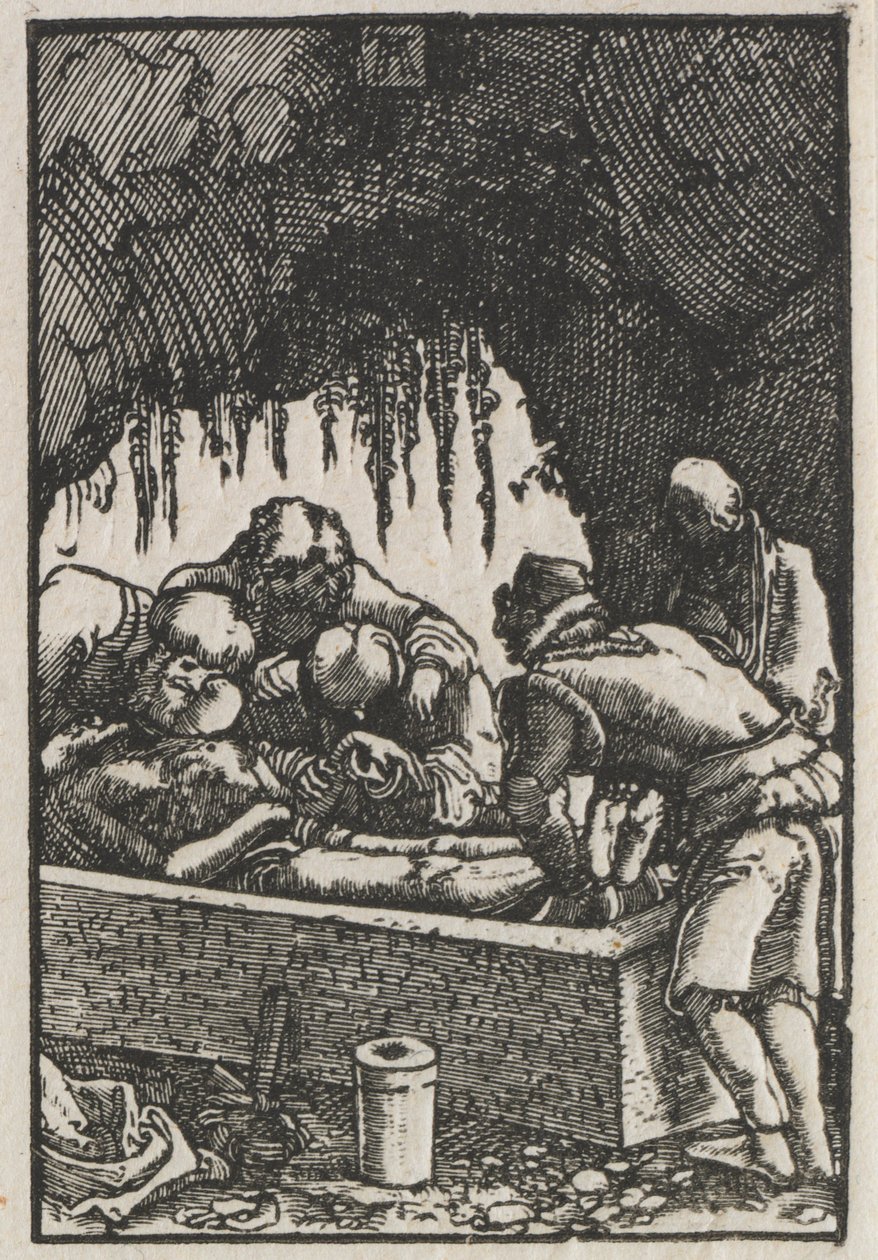 Ihmisen lankeemus ja lunastus: Kristuksen hautaaminen tekijältä Albrecht Altdorfer