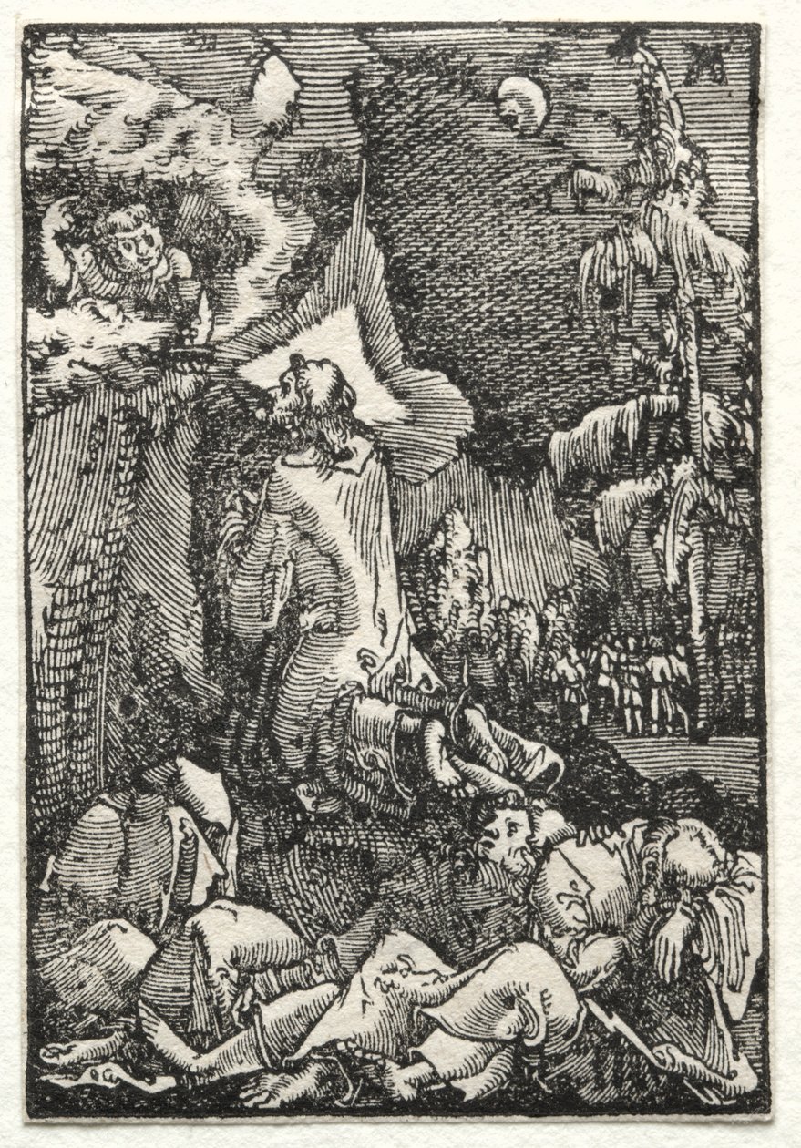 Ihmisen lankeemus ja lunastus: Chirst Öljymäellä, n. 1515. tekijältä Albrecht Altdorfer