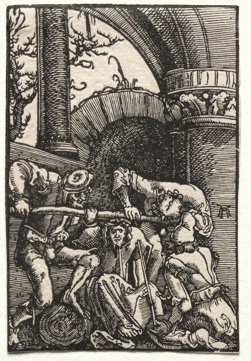 Ihmisen lankeemus ja lunastus: orjantappuroilla kruunattu Kristus, n. 1515. tekijältä Albrecht Altdorfer