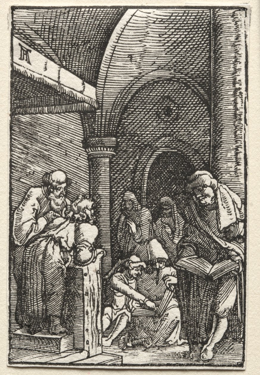 Ihmisen lankeemus ja lunastus: Kristus kiistelee lääkäreiden kanssa, c. 1515. tekijältä Albrecht Altdorfer
