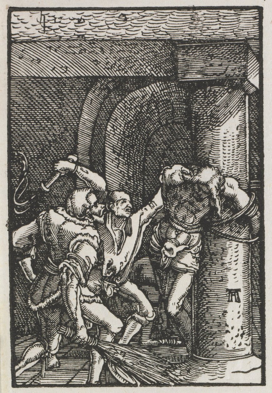 Ihmisen lankeemus ja lunastus: Kristuksen liputus, n. 1515. tekijältä Albrecht Altdorfer