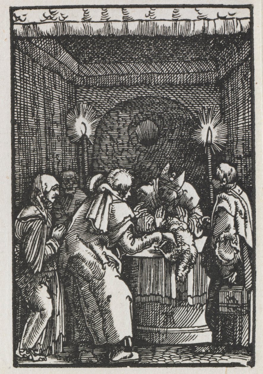 Ihmisen lankeemus ja lunastus: Ylipapin hylkäämä Joachimin uhri, n. 1515. tekijältä Albrecht Altdorfer