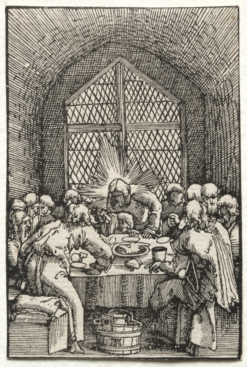 Ihmisen lankeemus ja lunastus: Viimeinen ehtoollinen, n. 1515. tekijältä Albrecht Altdorfer