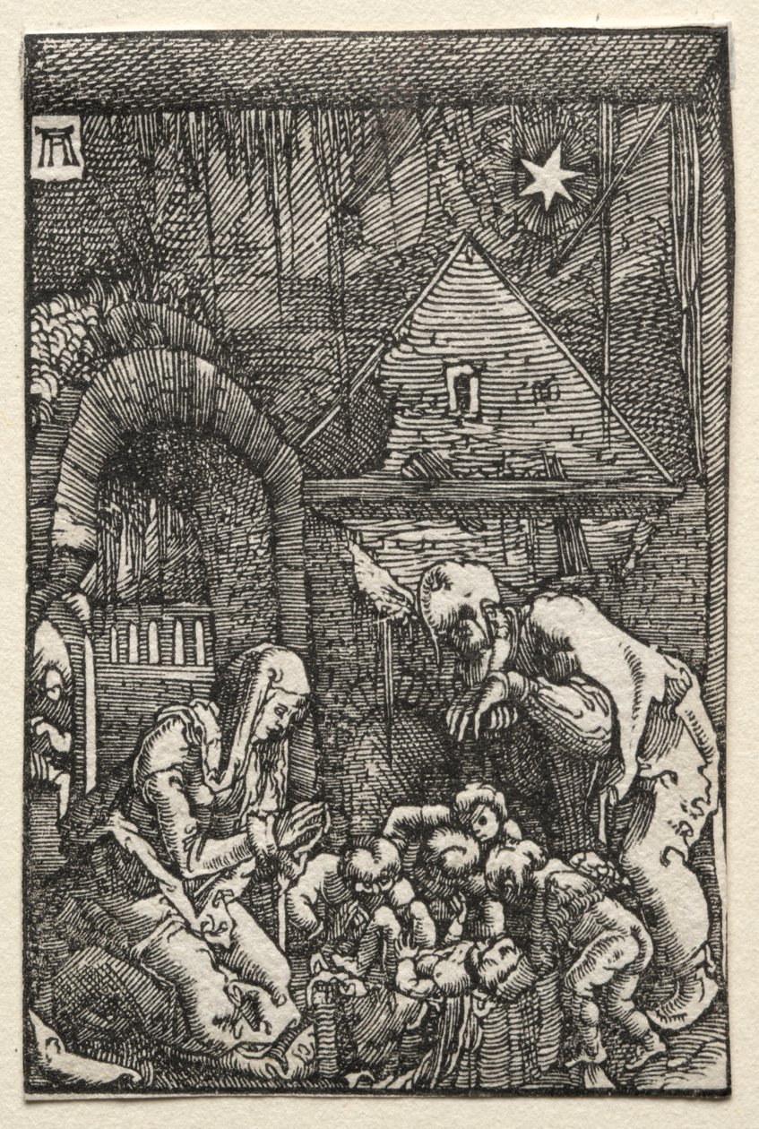 Ihmisen lankeemus ja lunastus: Syntymä, n. 1515. tekijältä Albrecht Altdorfer