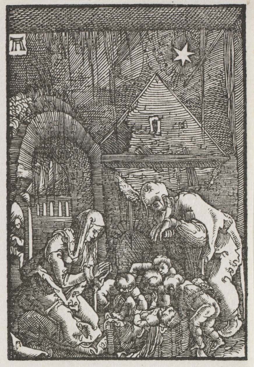 Ihmisen lankeemus ja lunastus: Syntymä, n. 1515. tekijältä Albrecht Altdorfer