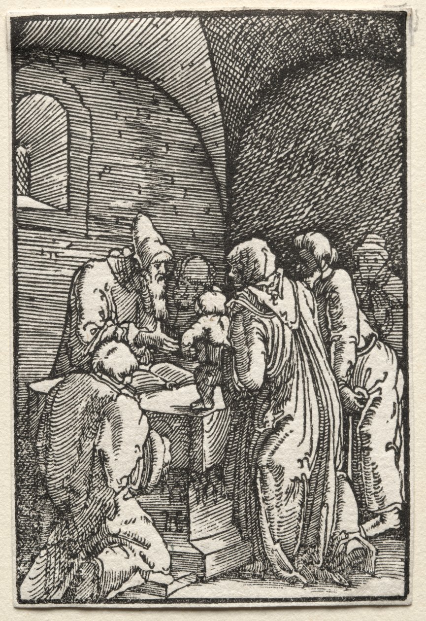 Ihmisen lankeemus ja lunastus: Kristuksen esittely temppelissä tekijältä Albrecht Altdorfer
