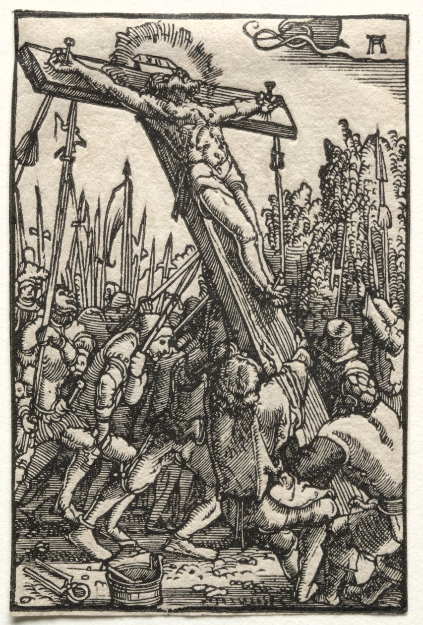 Ihmisen lankeemus ja lunastus: Ristin nostaminen, n. 1515. tekijältä Albrecht Altdorfer