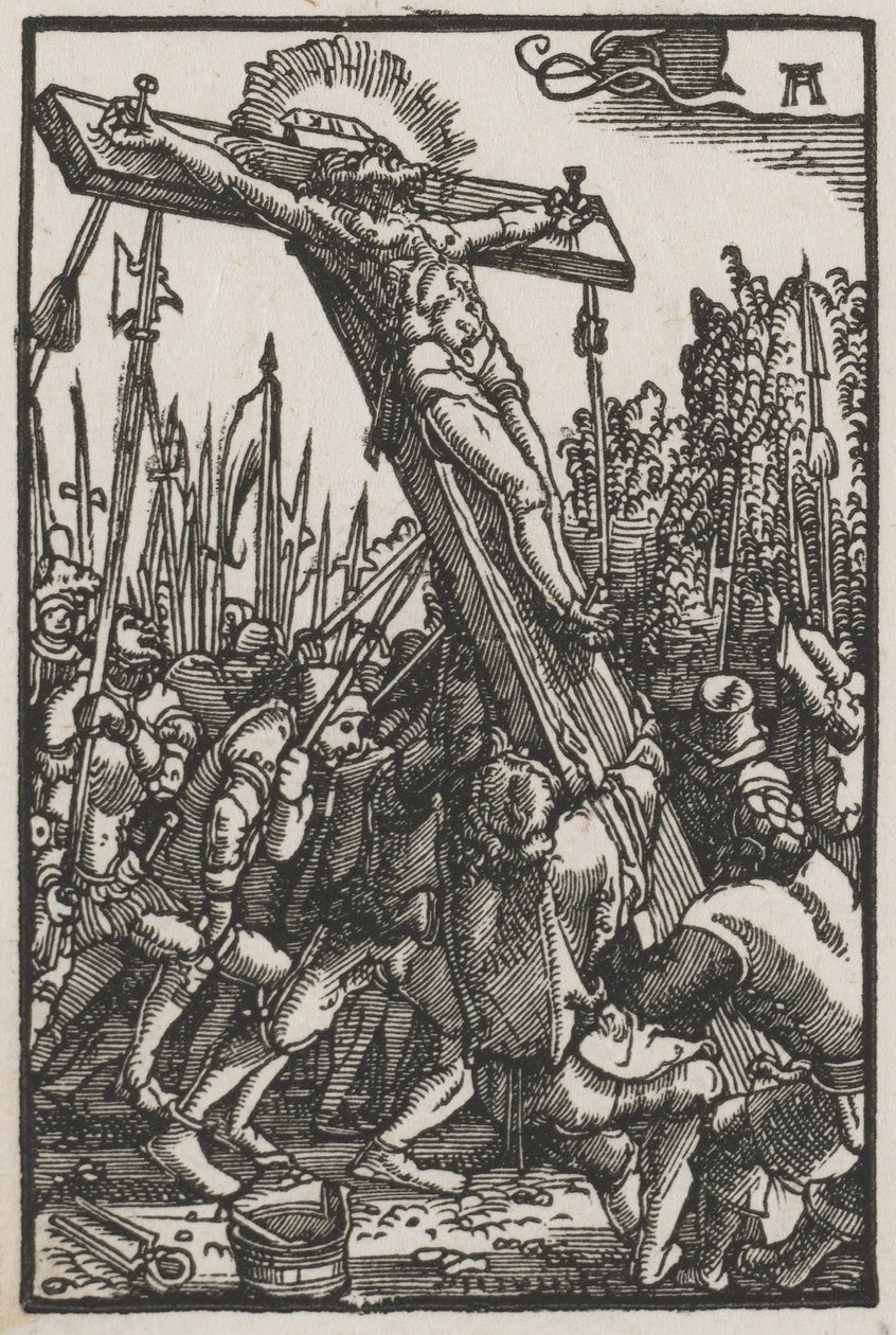 Ihmisen lankeemus ja lunastus: Ristin nostaminen, n. 1515. tekijältä Albrecht Altdorfer
