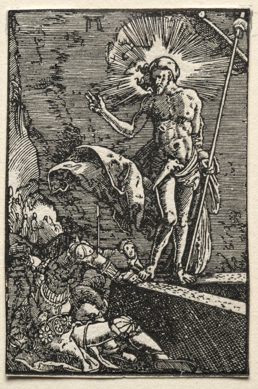 Ihmisen lankeemus ja lunastus: ylösnousemus, n. 1515. tekijältä Albrecht Altdorfer