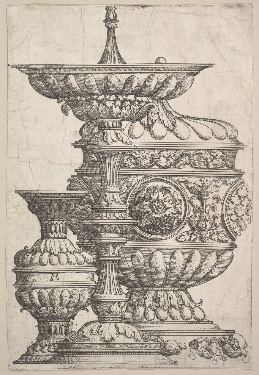 Kolme tyylikästä alusta valkoisella taustalla, n. 1525. tekijältä Albrecht Altdorfer