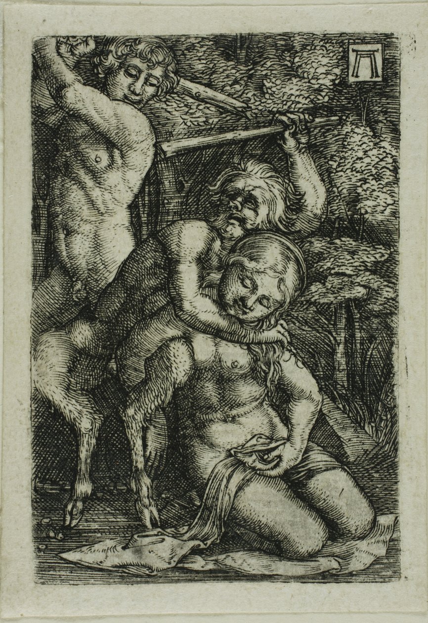 Kaksi satyyria taistelevat nymfistä tekijältä Albrecht Altdorfer