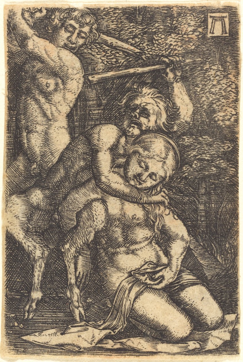 Kaksi satyyriä taistelevat nymfistä tekijältä Albrecht Altdorfer