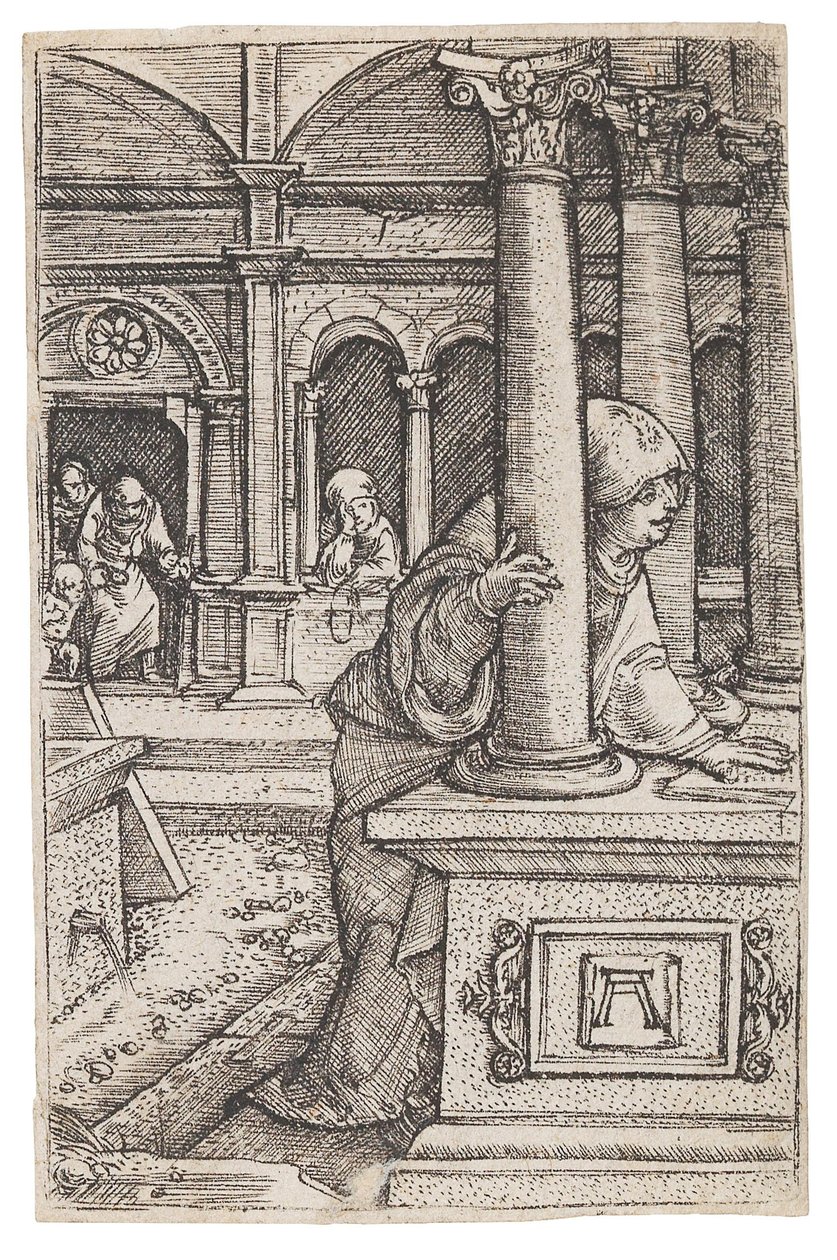 Neitsyt Maria etsii kaksitoistavuotiasta Jeesusta temppelissä, n. 1519. tekijältä Albrecht Altdorfer